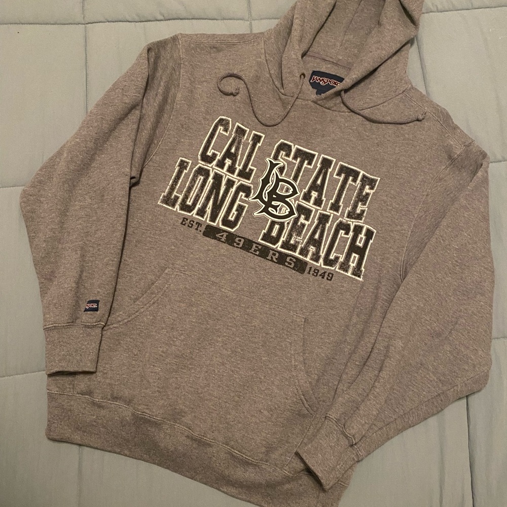 Jansport Gray Cal State Long Beach Sweatshirt Hoodie (Stained)